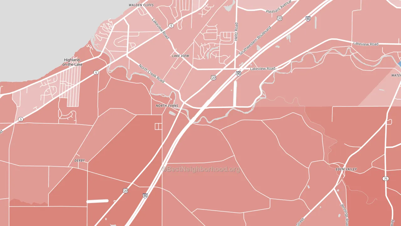 North Evans, NY block-group political-lean map