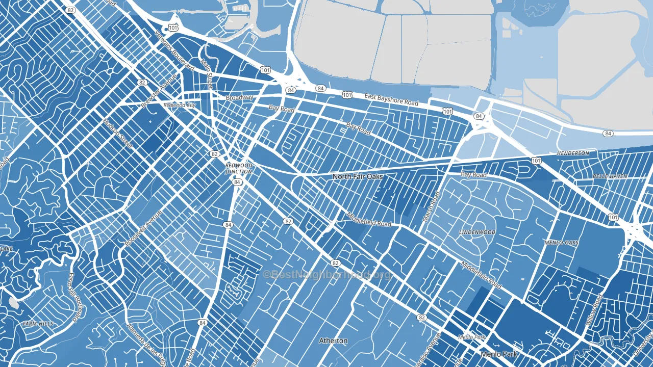 North Fair Oaks, CA block-group political-lean map