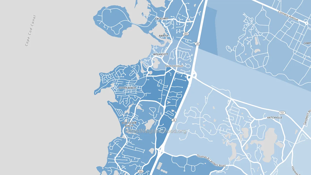 North Falmouth, MA block-group political-lean map