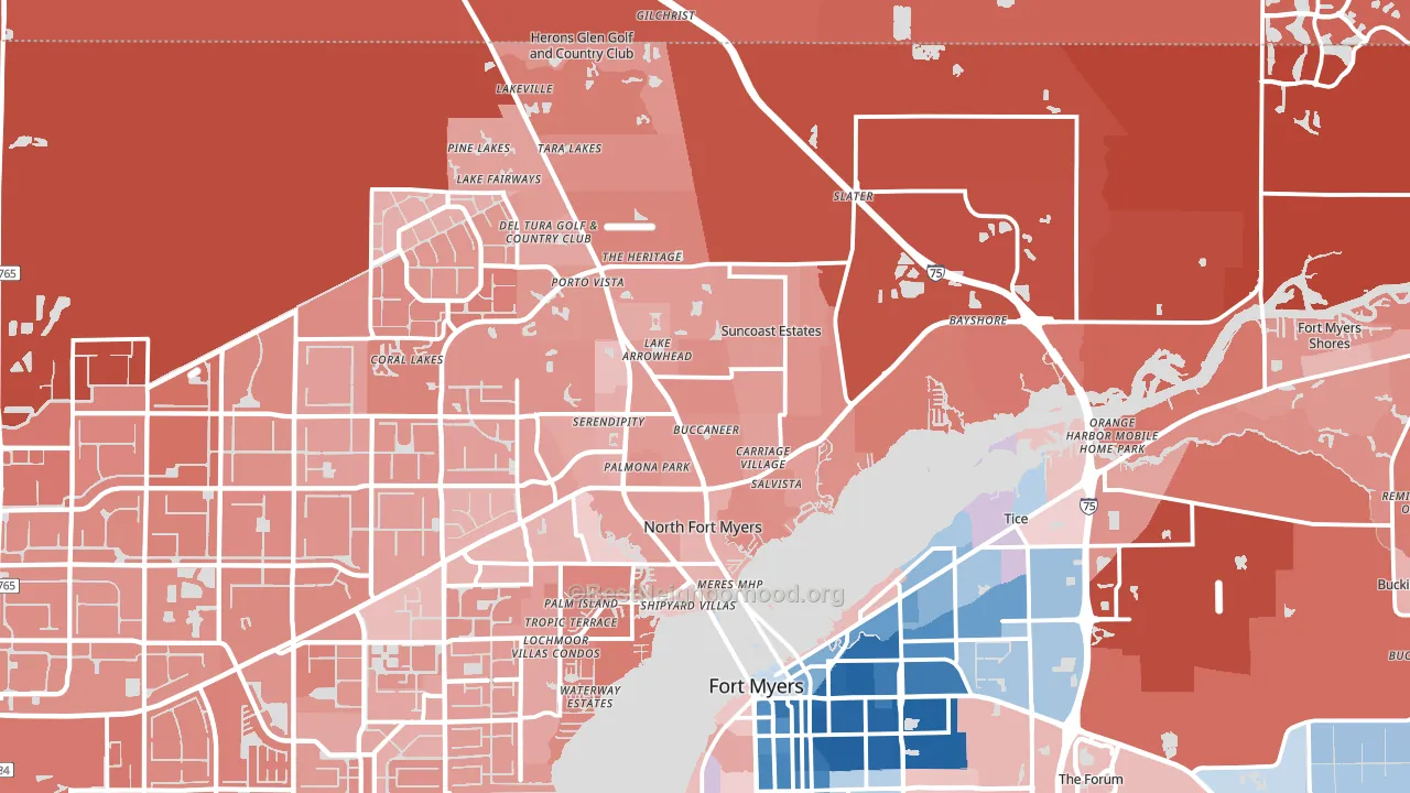 North Fort Myers, FL block-group political-lean map