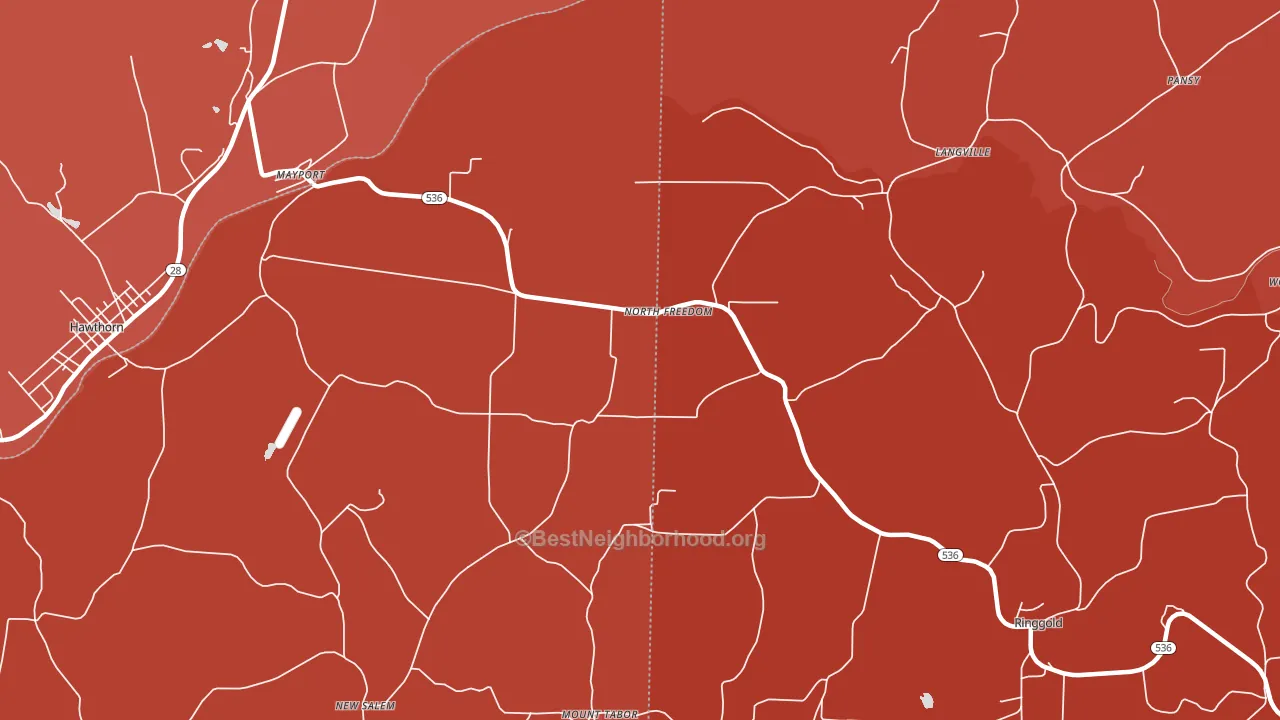 North Freedom, PA block-group political-lean map