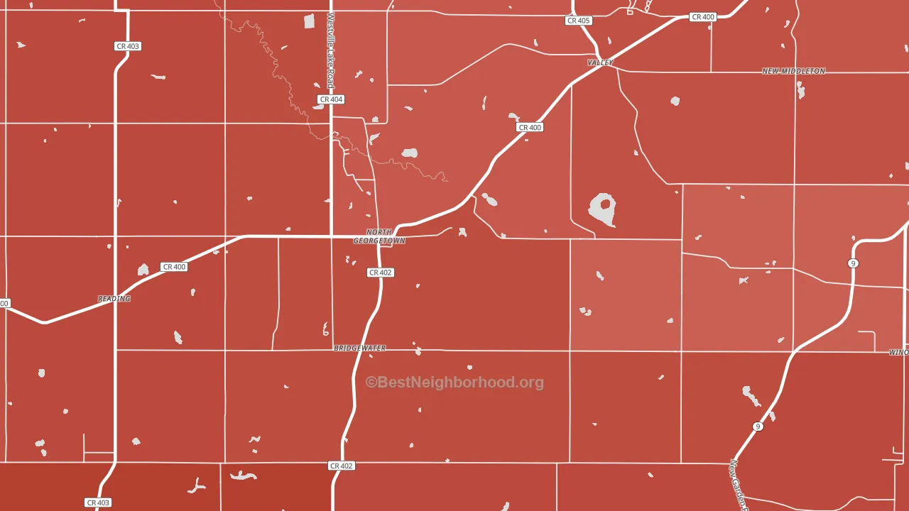 North Georgetown, OH block-group political-lean map