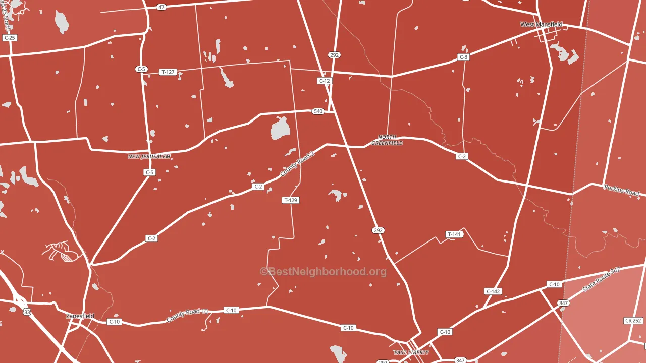 North Greenfield, OH block-group political-lean map