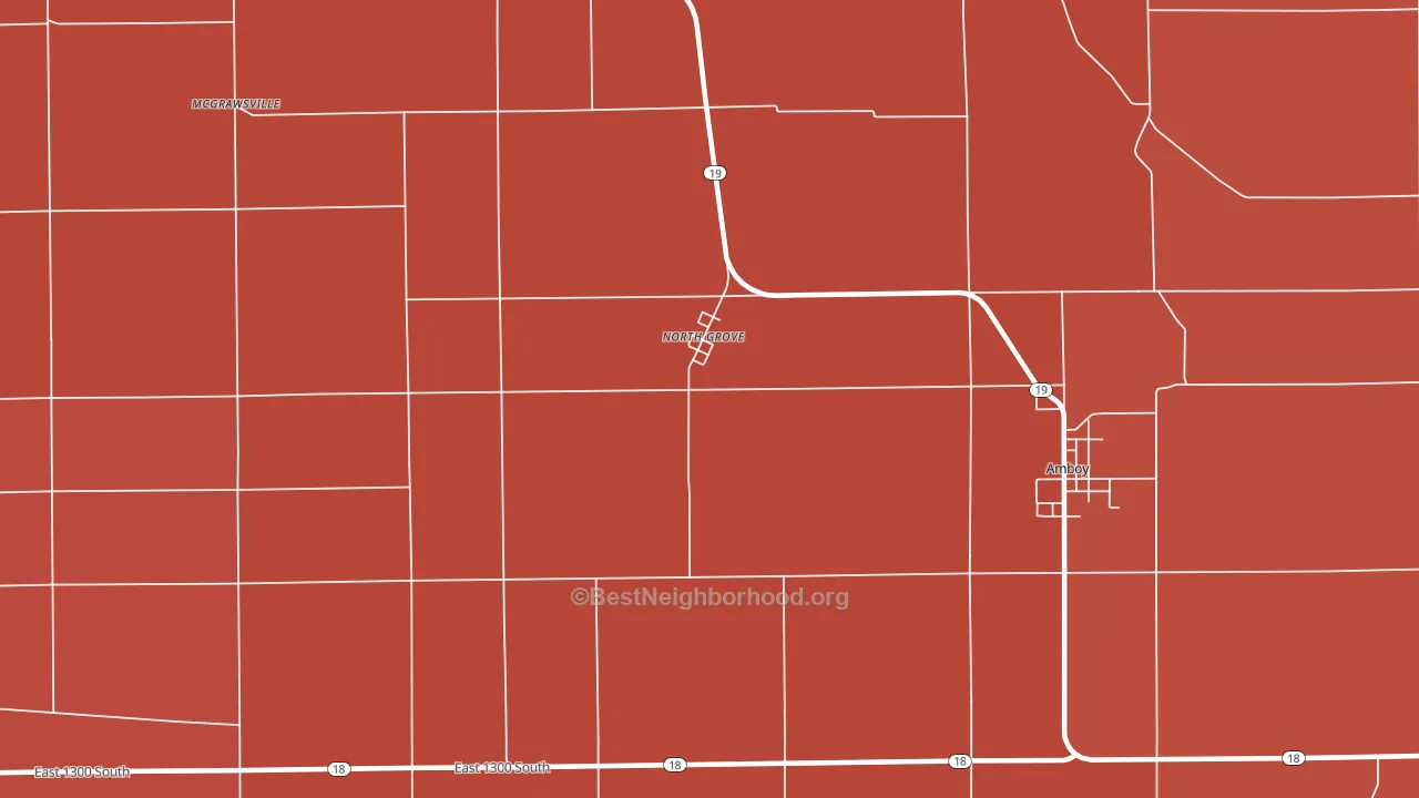 North Grove, IN block-group political-lean map