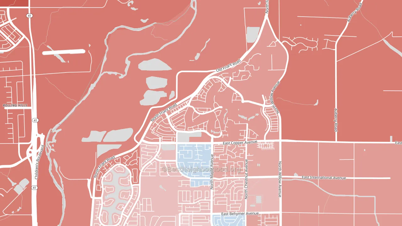 North Growth Area, Fresno, CA block-group political-lean map