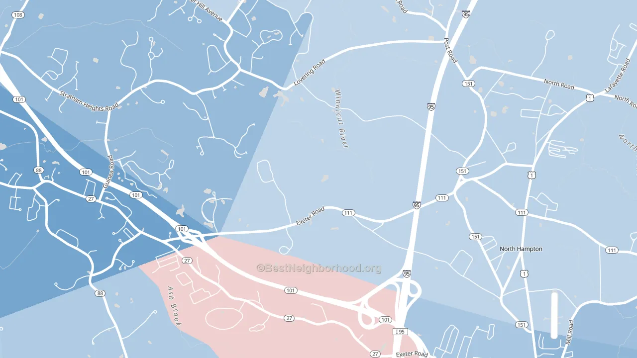 North Hampton Center, NH block-group political-lean map