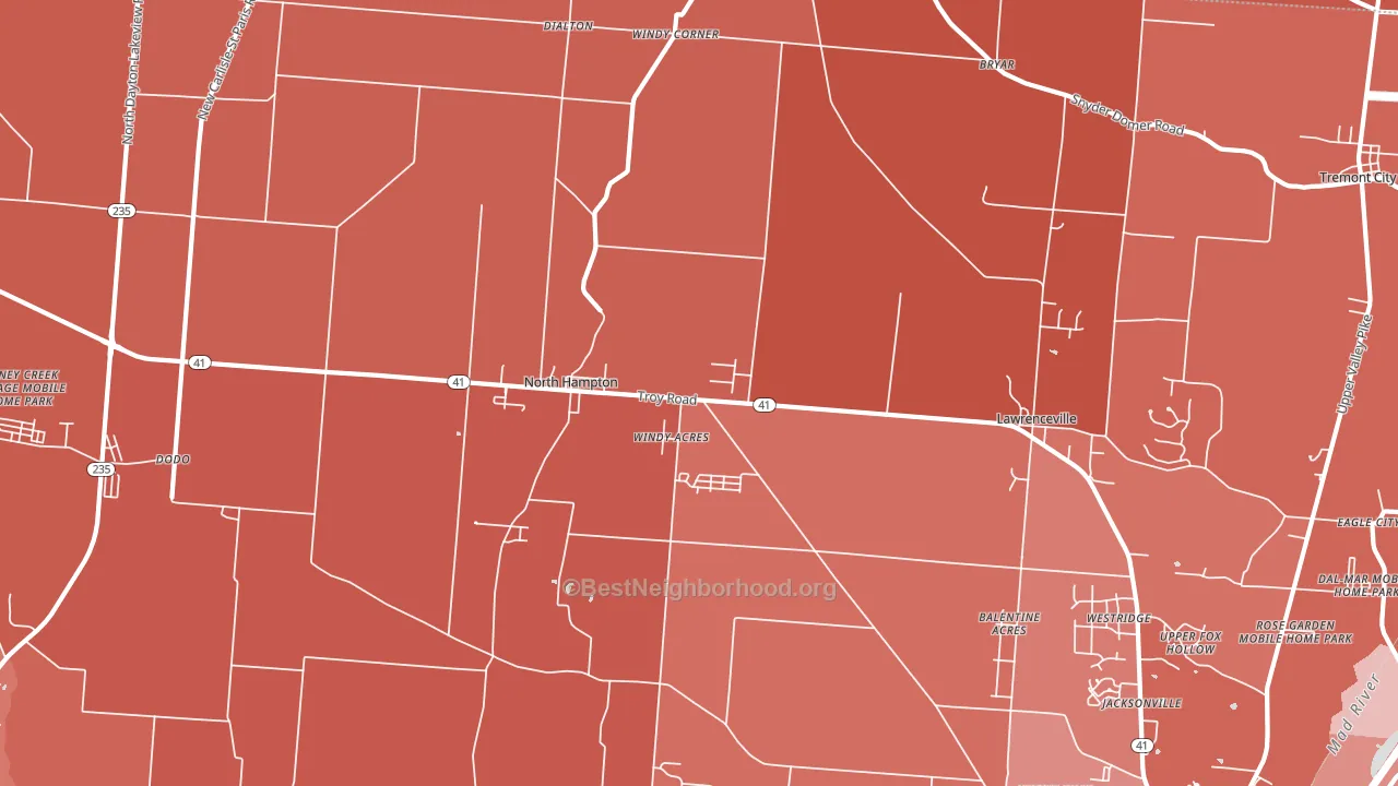 North Hampton, OH block-group political-lean map