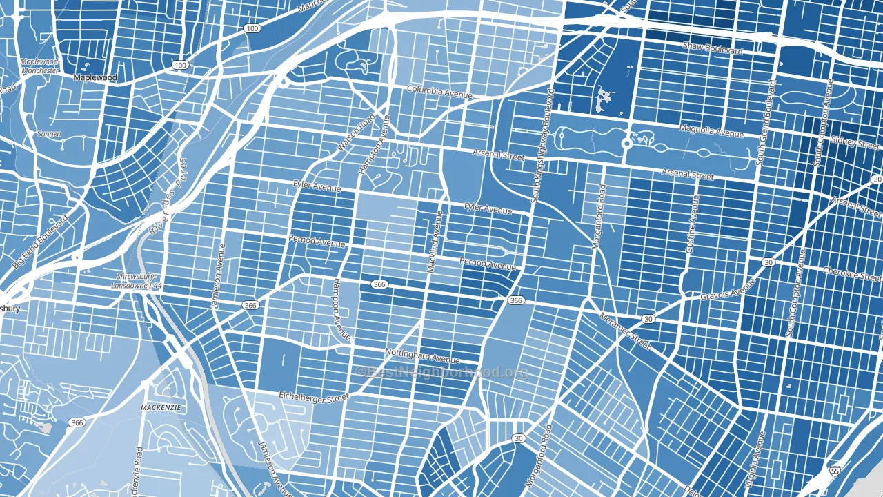 North Hampton, St. Louis, MO block-group political-lean map