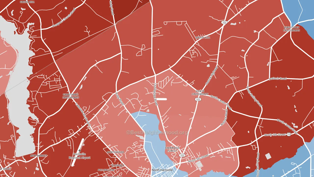 North Hartsville, SC block-group political-lean map