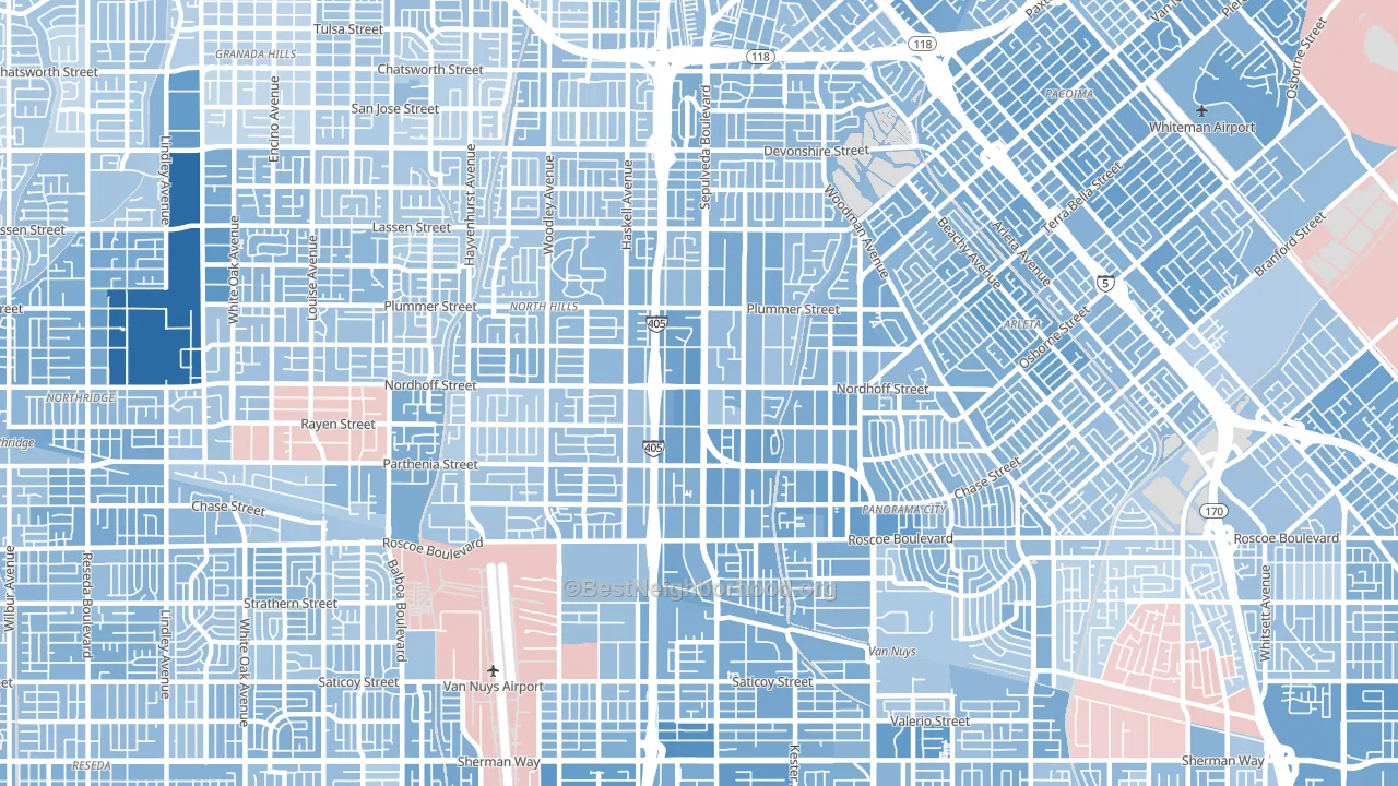 North Hills, CA block-group political-lean map