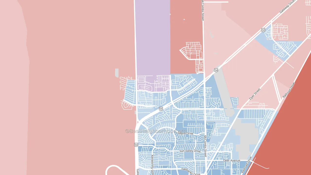 North Hills, El Paso, TX block-group political-lean map