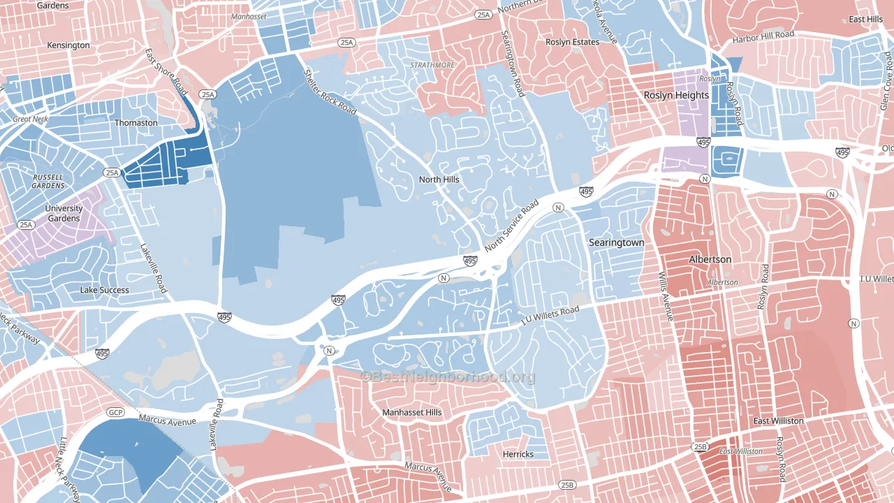North Hills, NY block-group political-lean map