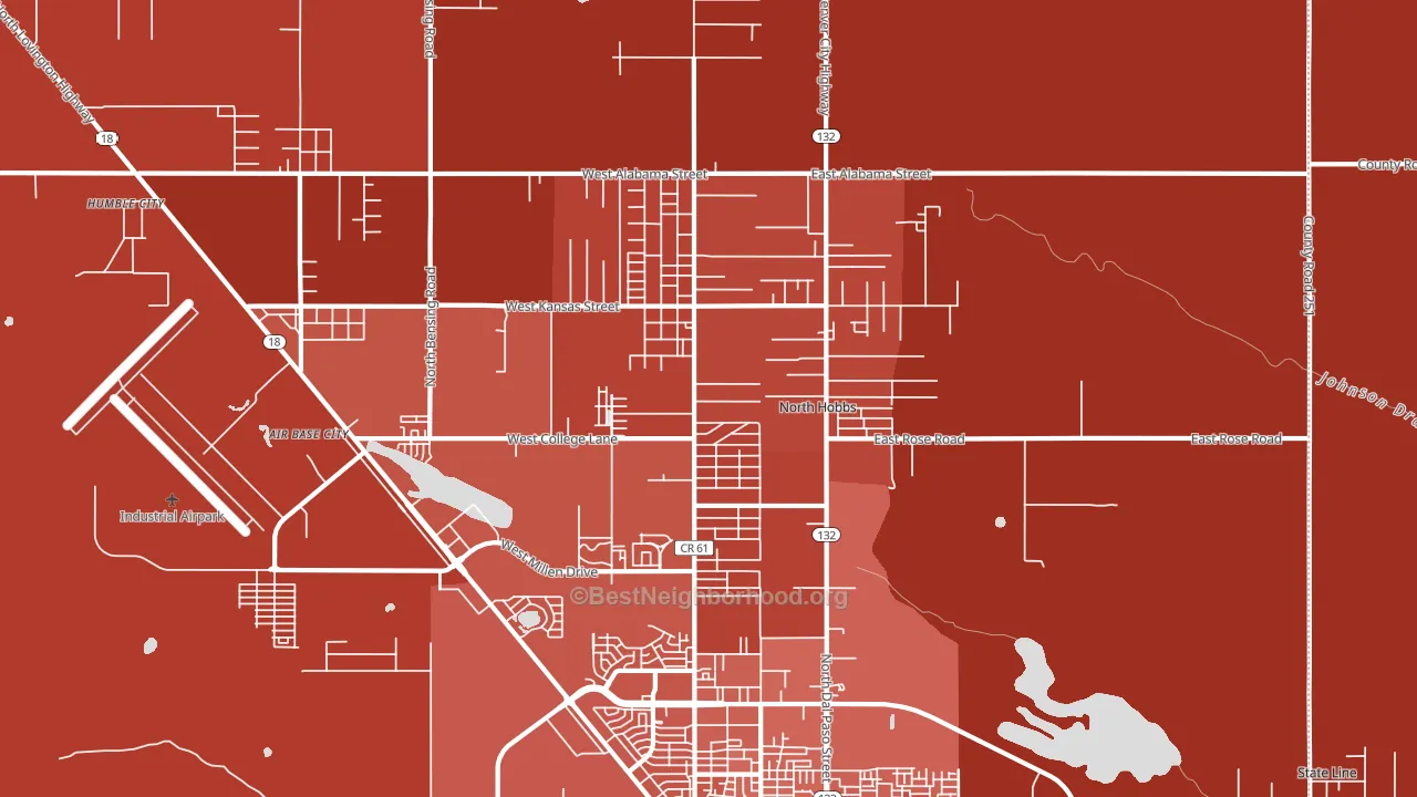 North Hobbs, NM block-group political-lean map