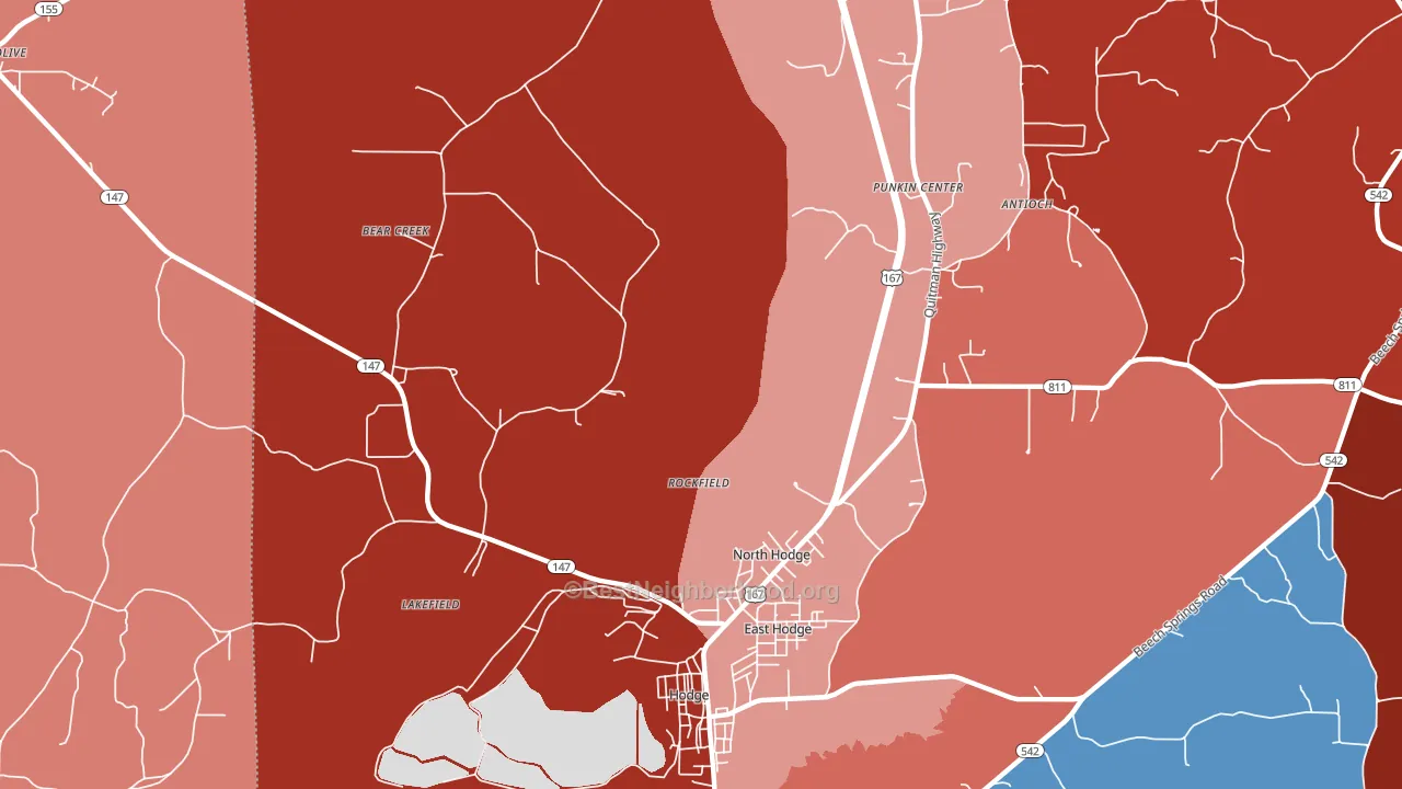 North Hodge, LA block-group political-lean map