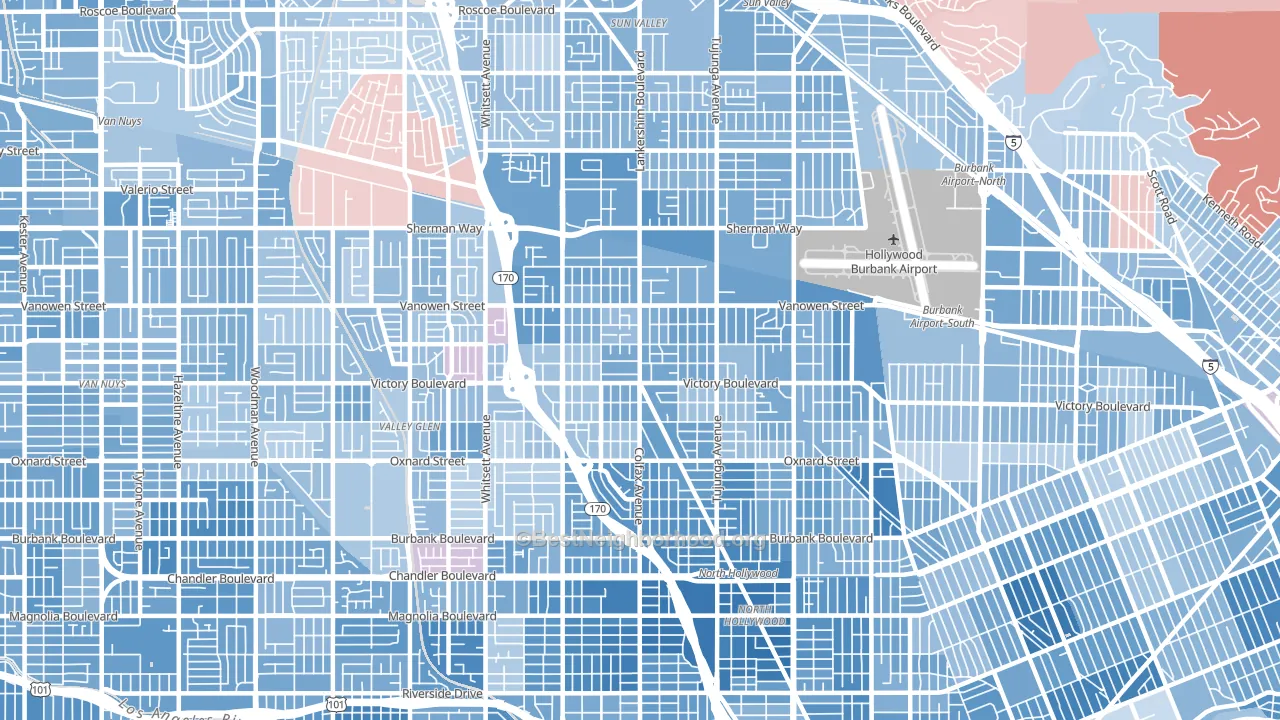 North Hollywood, CA block-group political-lean map