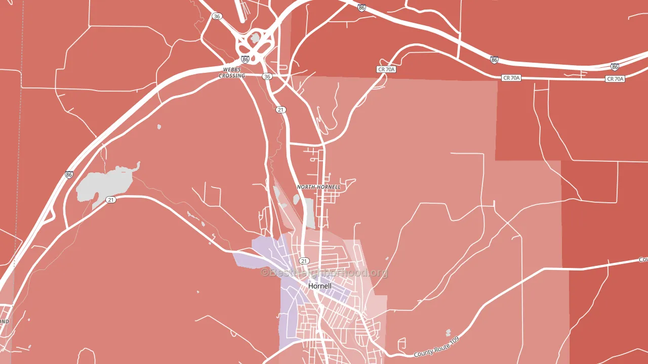 North Hornell, NY block-group political-lean map