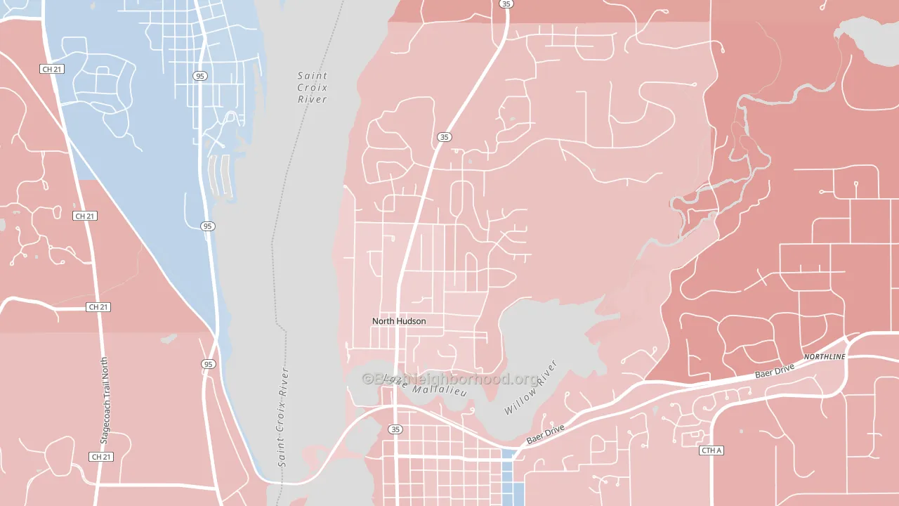 North Hudson, WI block-group political-lean map