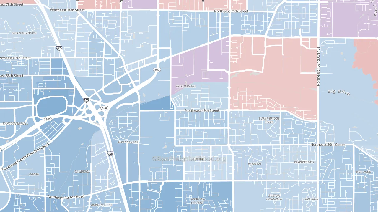 North Image, Vancouver, WA block-group political-lean map