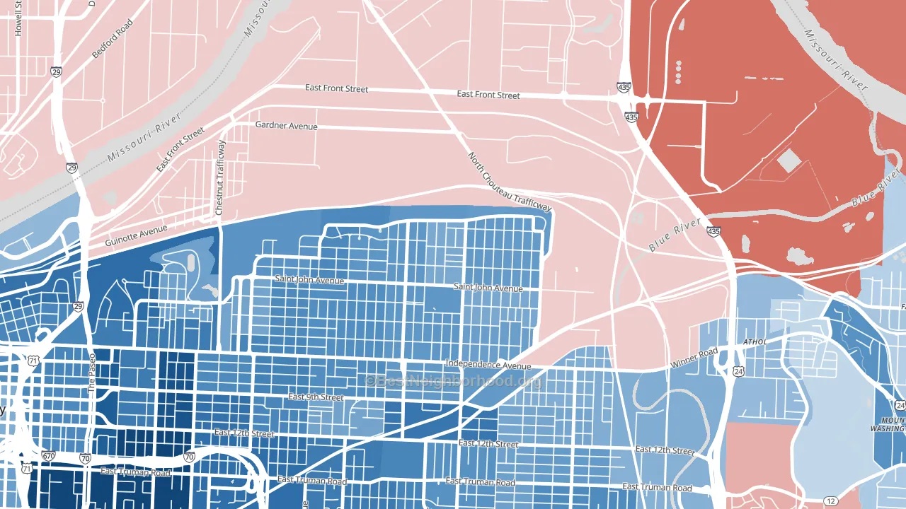 North India Mound, Kansas City, MO block-group political-lean map