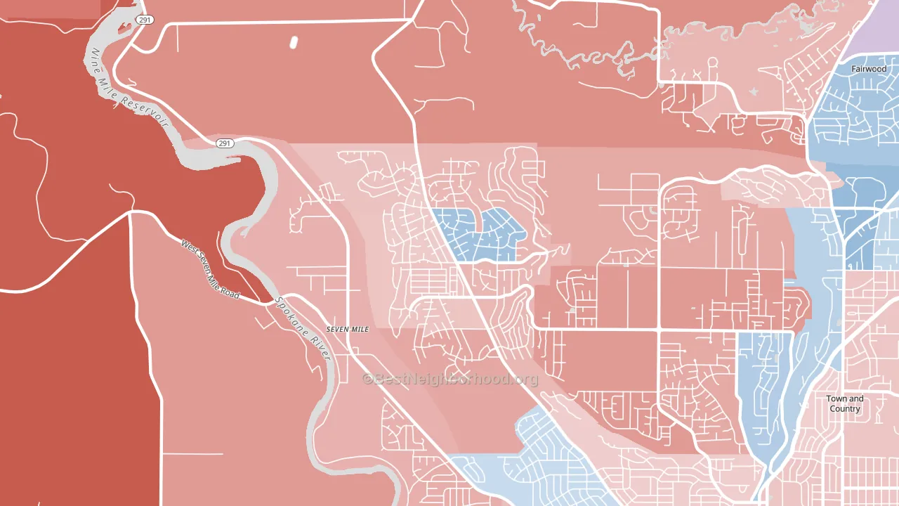 North Indian Trail, Spokane, WA block-group political-lean map