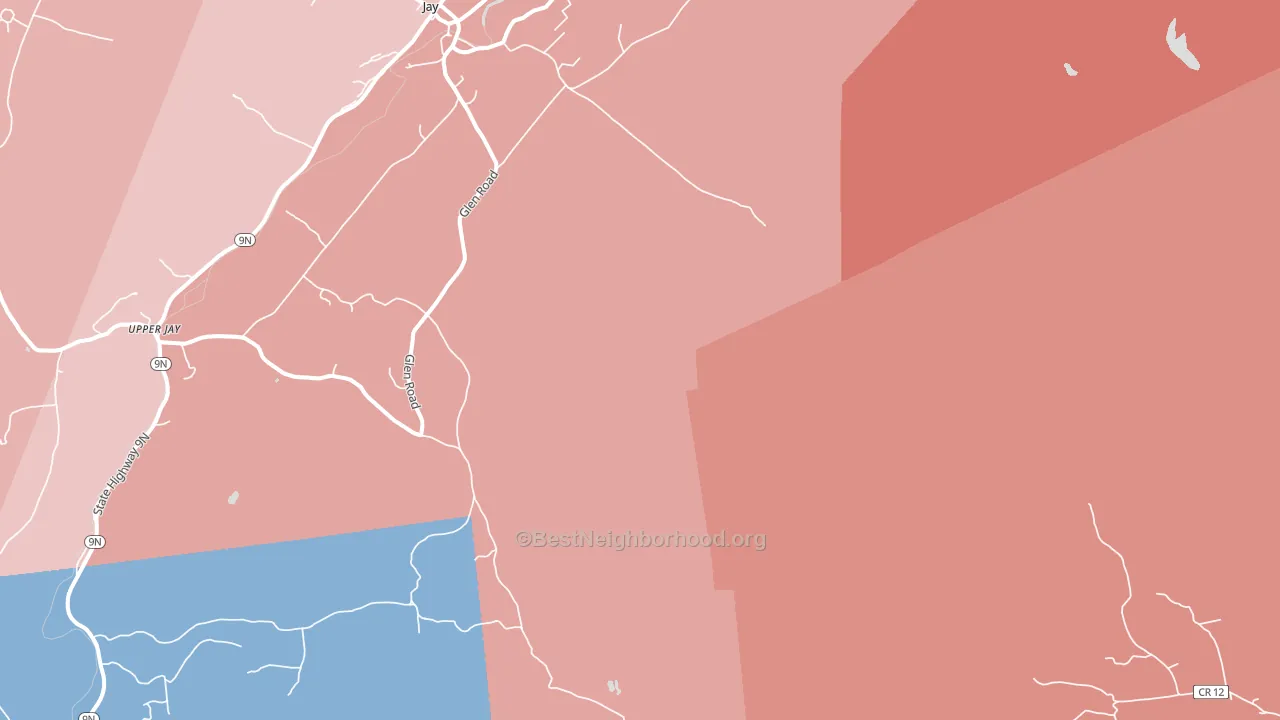 North Jay, NY block-group political-lean map