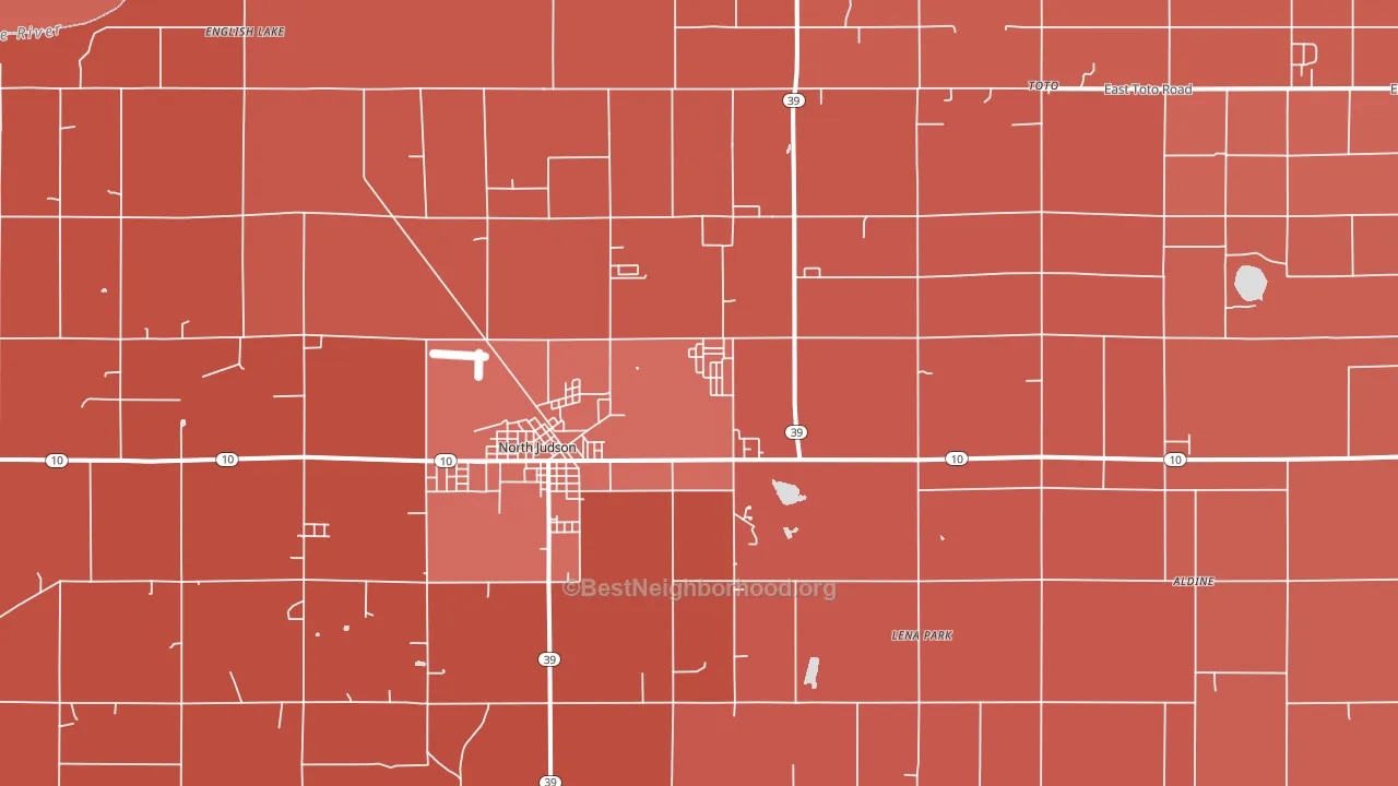 North Judson, IN block-group political-lean map