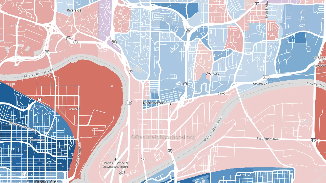 North Kansas City, MO block-group political-lean map