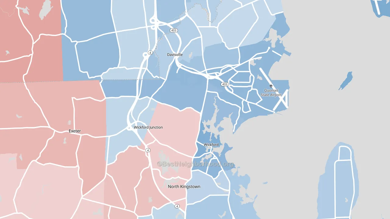 North Kingstown, RI block-group political-lean map