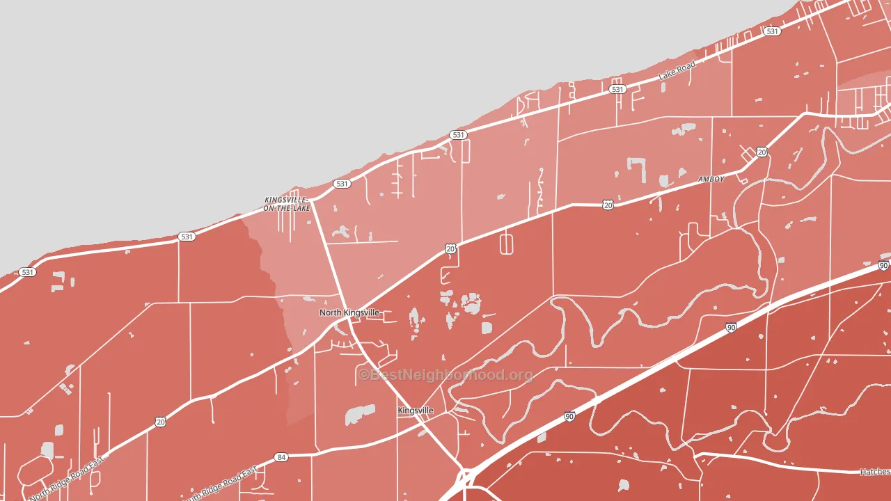 North Kingsville, OH block-group political-lean map