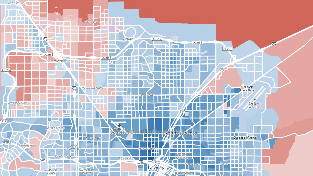 North Las Vegas, NV block-group political-lean map