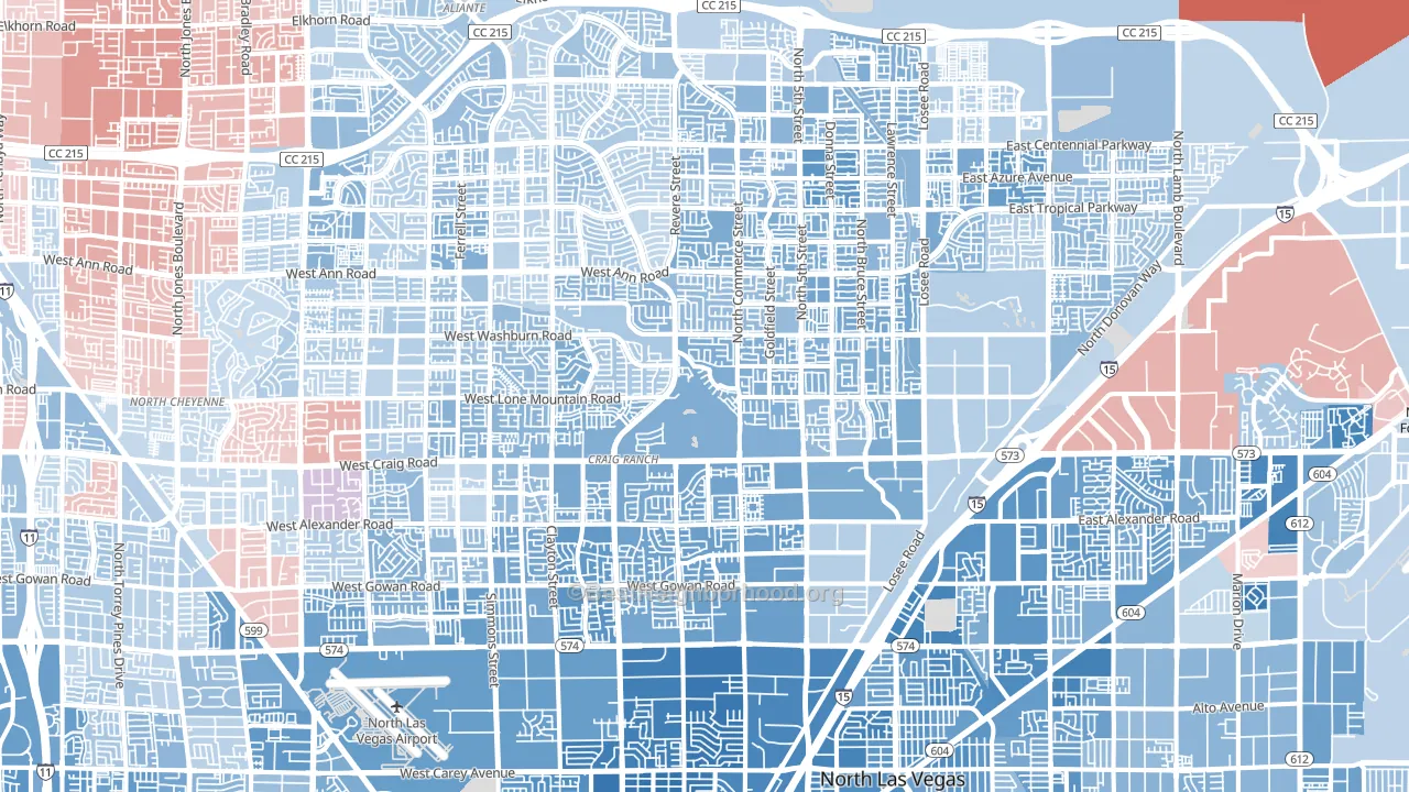 North Last Vegas, North Las Vegas, NV block-group political-lean map