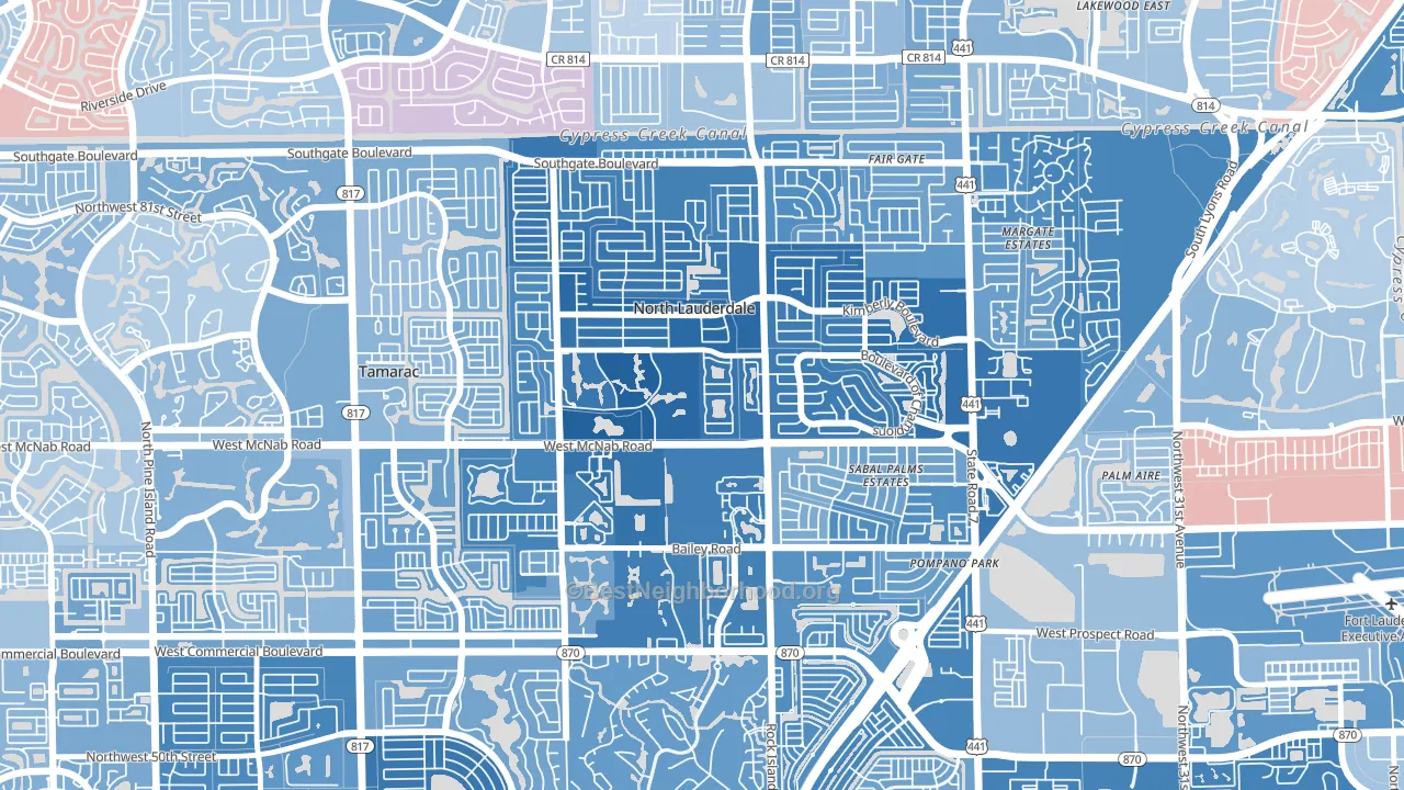 North Lauderdale Estates, North Lauderdale, FL block-group political-lean map