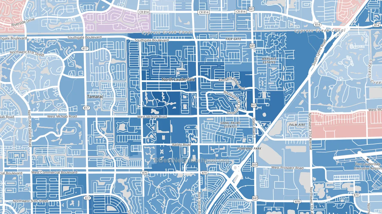 North Lauderdale, FL block-group political-lean map