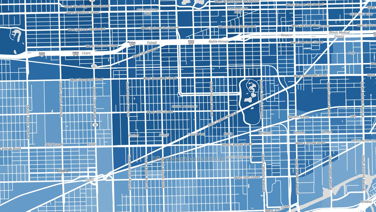 North Lawndale, Chicago, IL block-group political-lean map