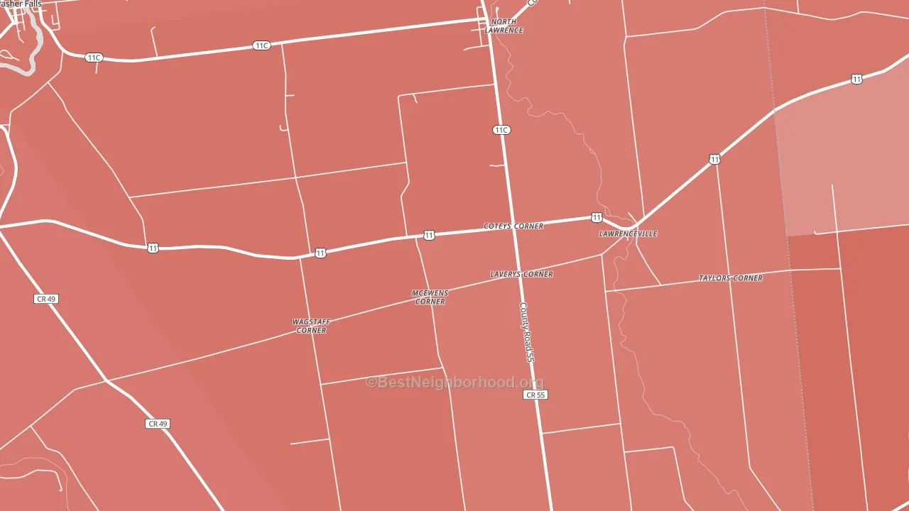 North Lawrence, NY block-group political-lean map