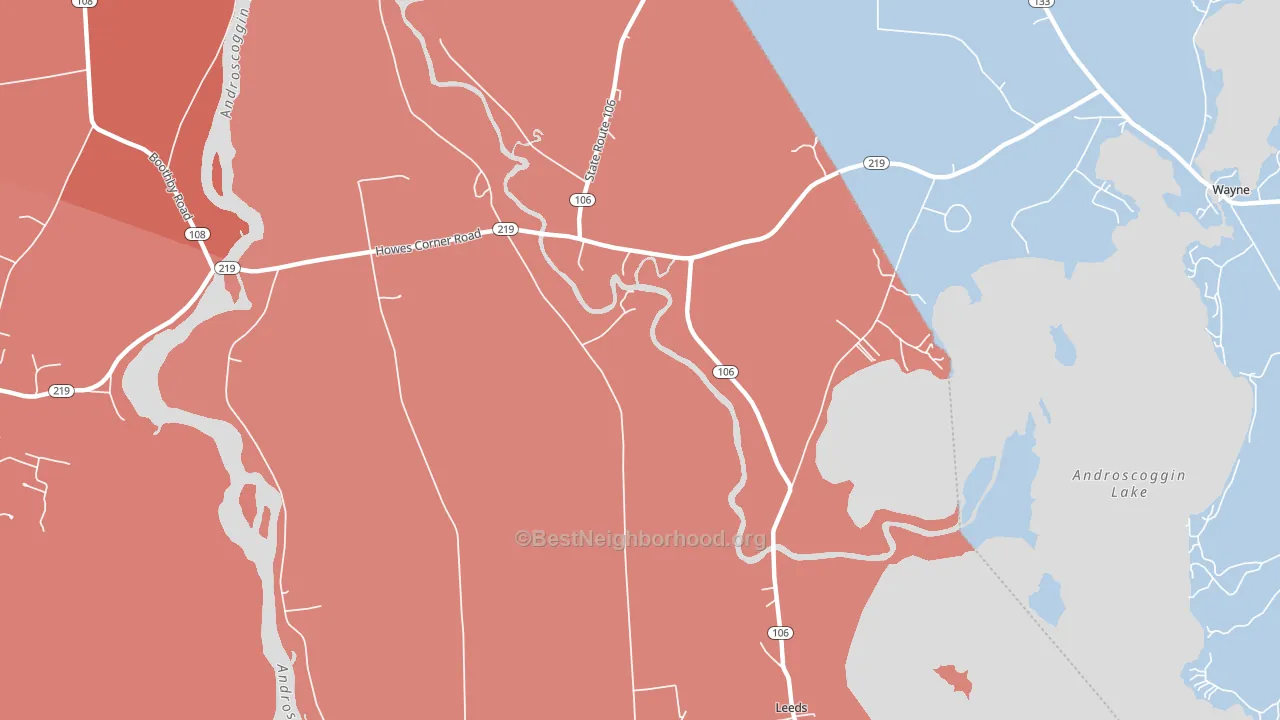 North Leeds, ME block-group political-lean map