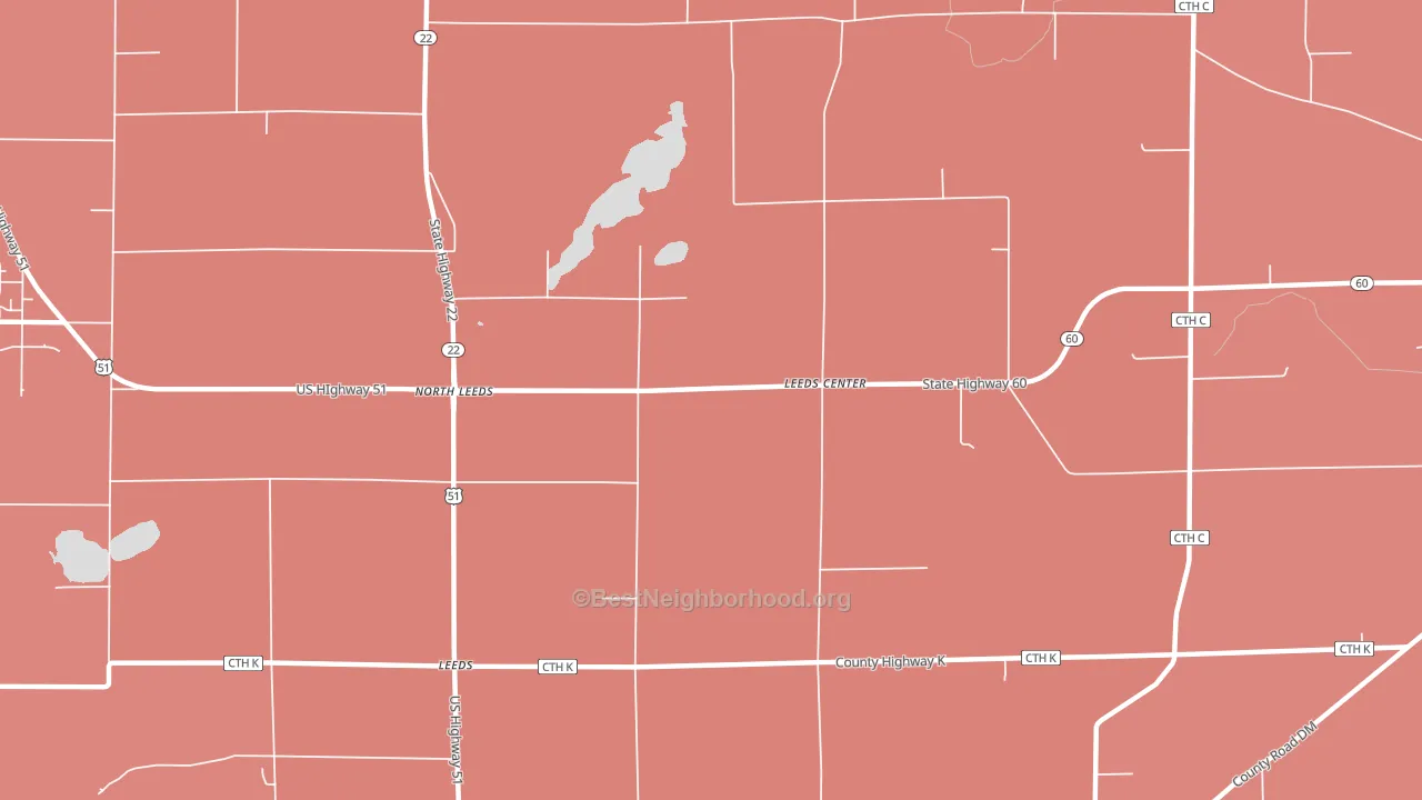 North Leeds, WI block-group political-lean map