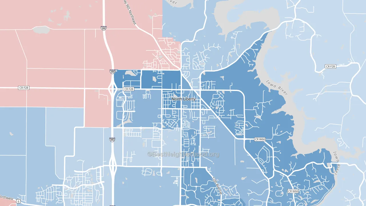 North Liberty, IA block-group political-lean map