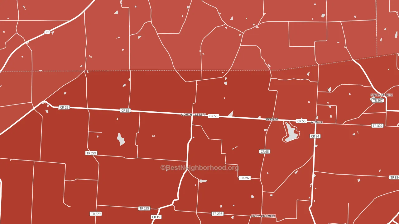 North Liberty, OH block-group political-lean map