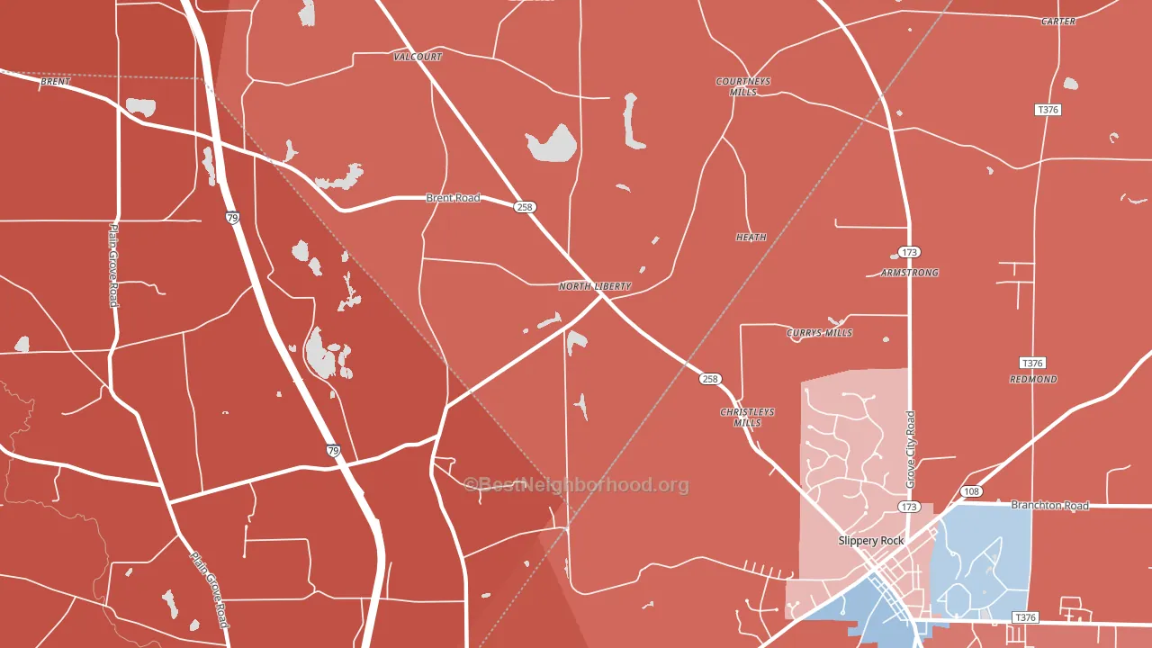 North Liberty, PA block-group political-lean map
