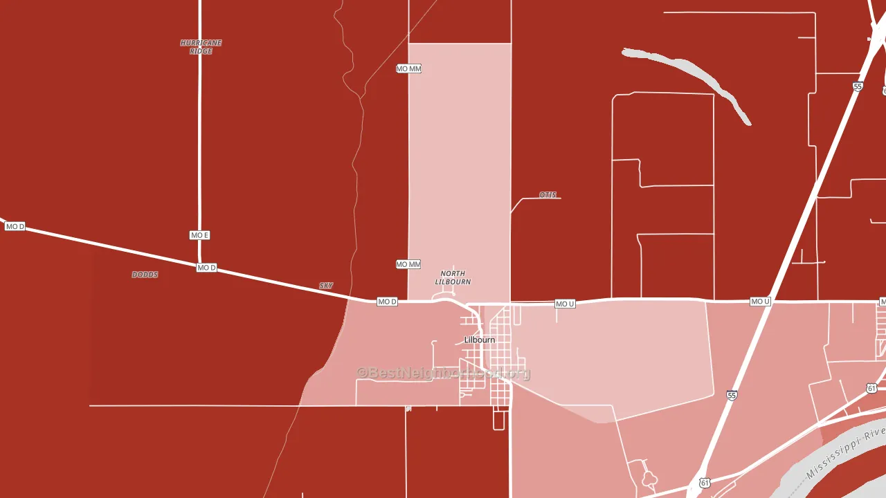North Lilbourn, MO block-group political-lean map