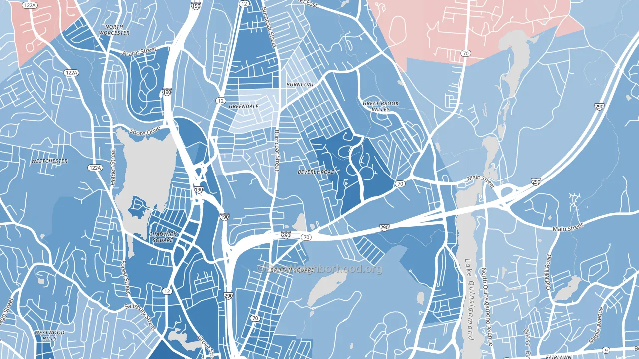 North Lincoln Street, Worcester, MA block-group political-lean map