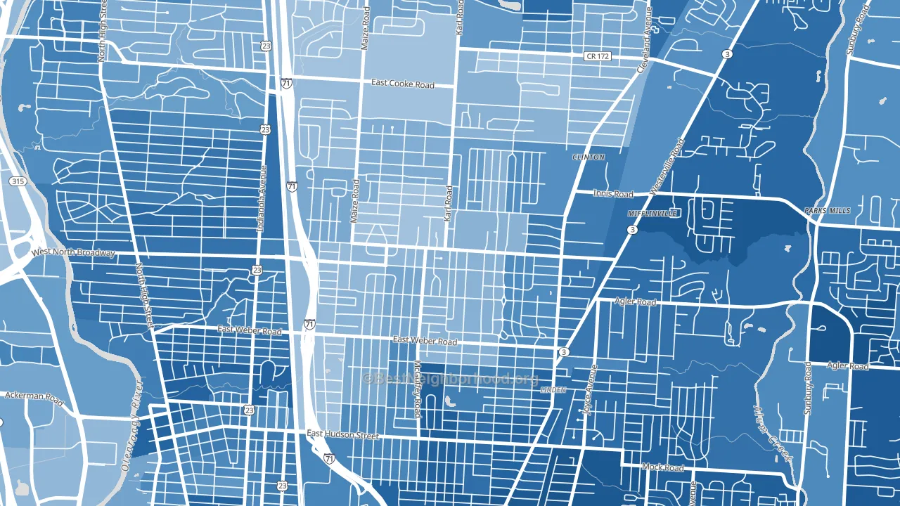 North Linden, Columbus, OH block-group political-lean map