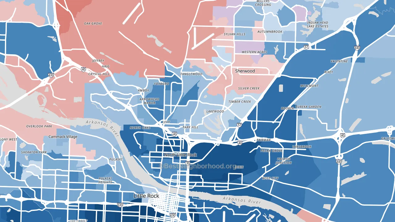 North Little Rock, AR block-group political-lean map