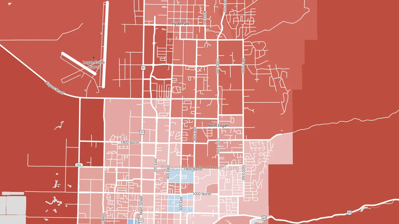 North Logan, UT block-group political-lean map