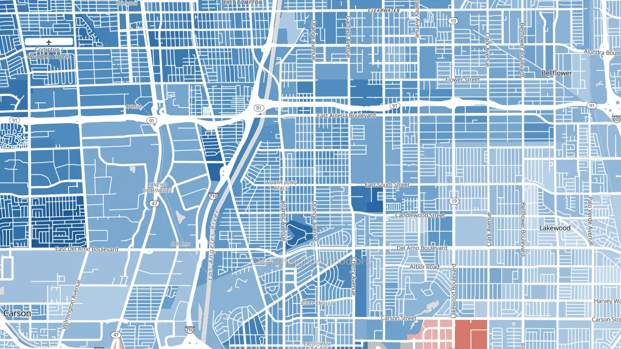 North Long Beach, Long Beach, CA block-group political-lean map
