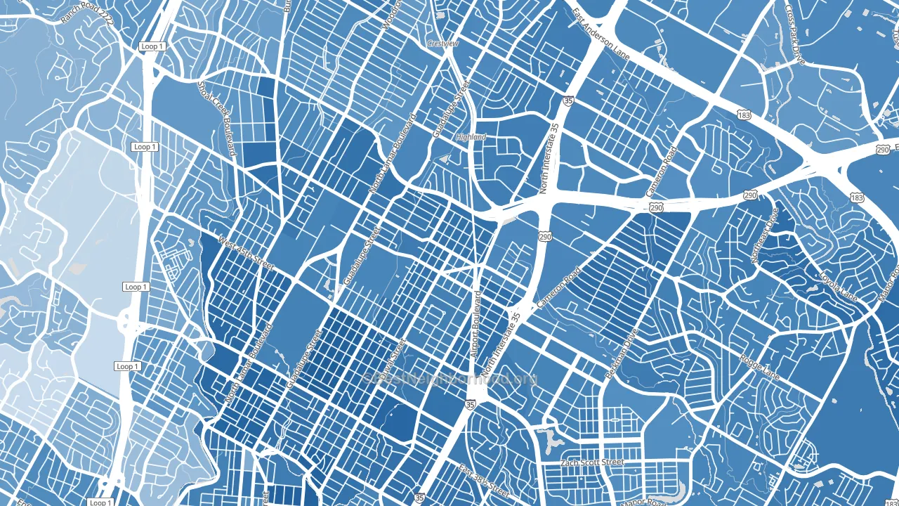 North Loop, Austin, TX block-group political-lean map