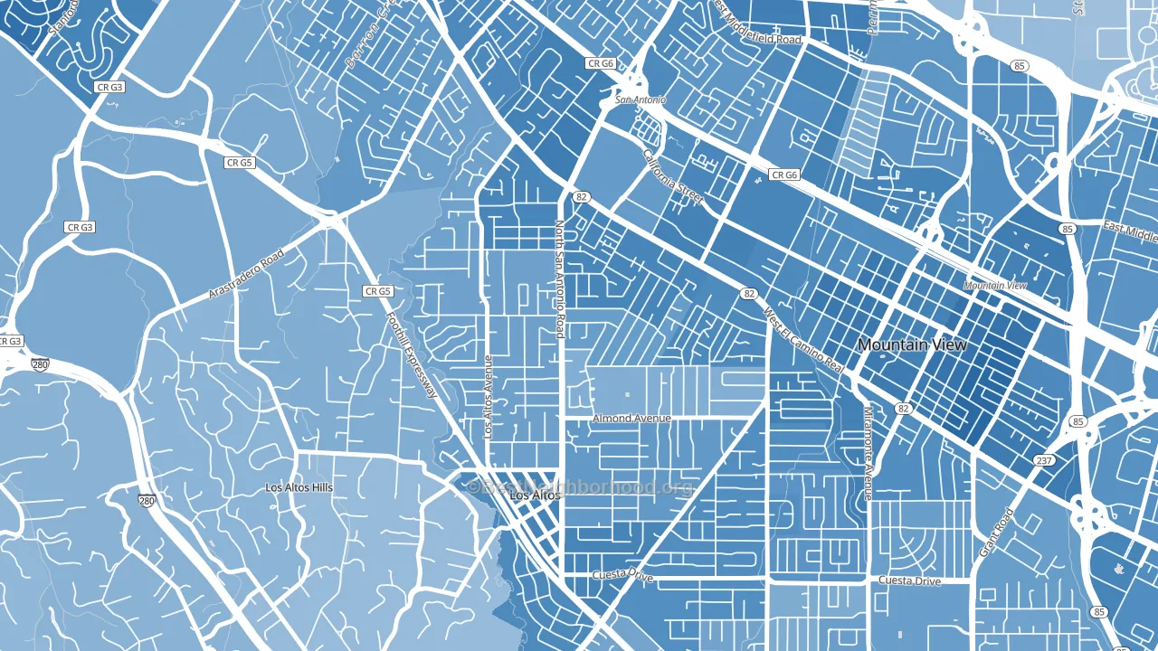North Los Altos, Los Altos, CA block-group political-lean map