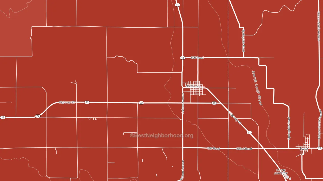 North Loup, NE block-group political-lean map
