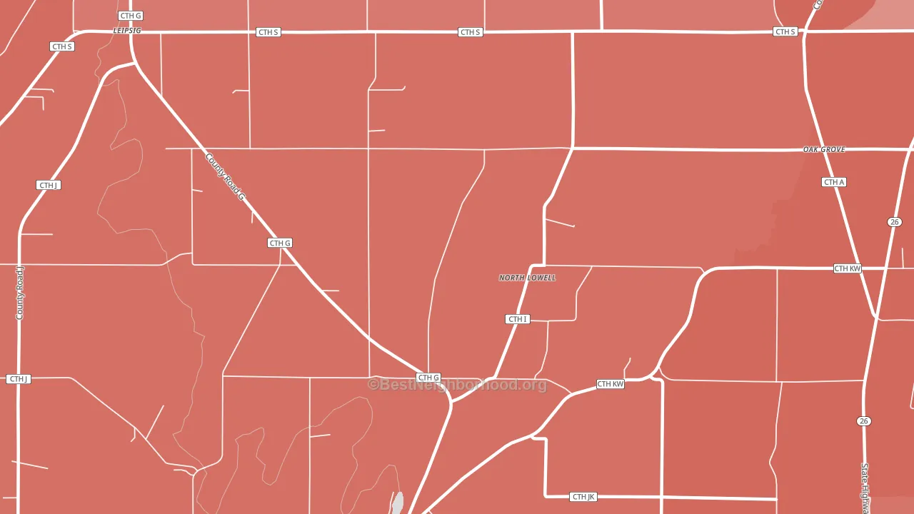 North Lowell, WI block-group political-lean map